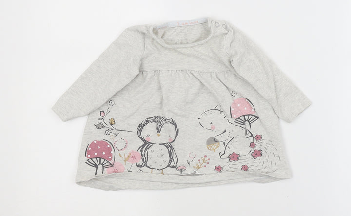 F&F Baby Grey   T-Shirt Dress  Size 3-6 Months  - animal, nature