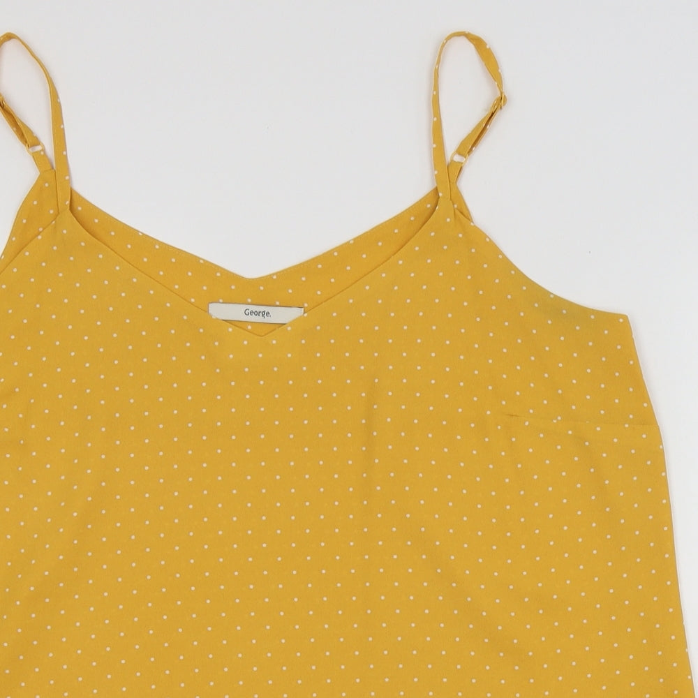 George Womens Yellow Polka Dot  Camisole T-Shirt Size 14