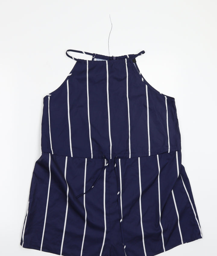 yoines Womens Blue Striped Bodysuit One-Piece Size M
