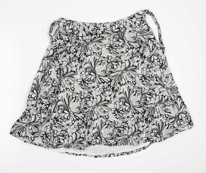Mexx Womens Black Floral A-Line Skirt Size 12