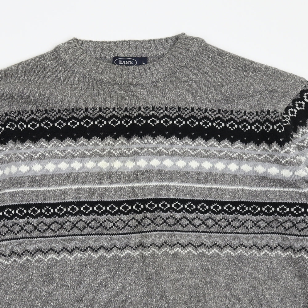 Easy Mens Grey   Pullover Jumper Size M
