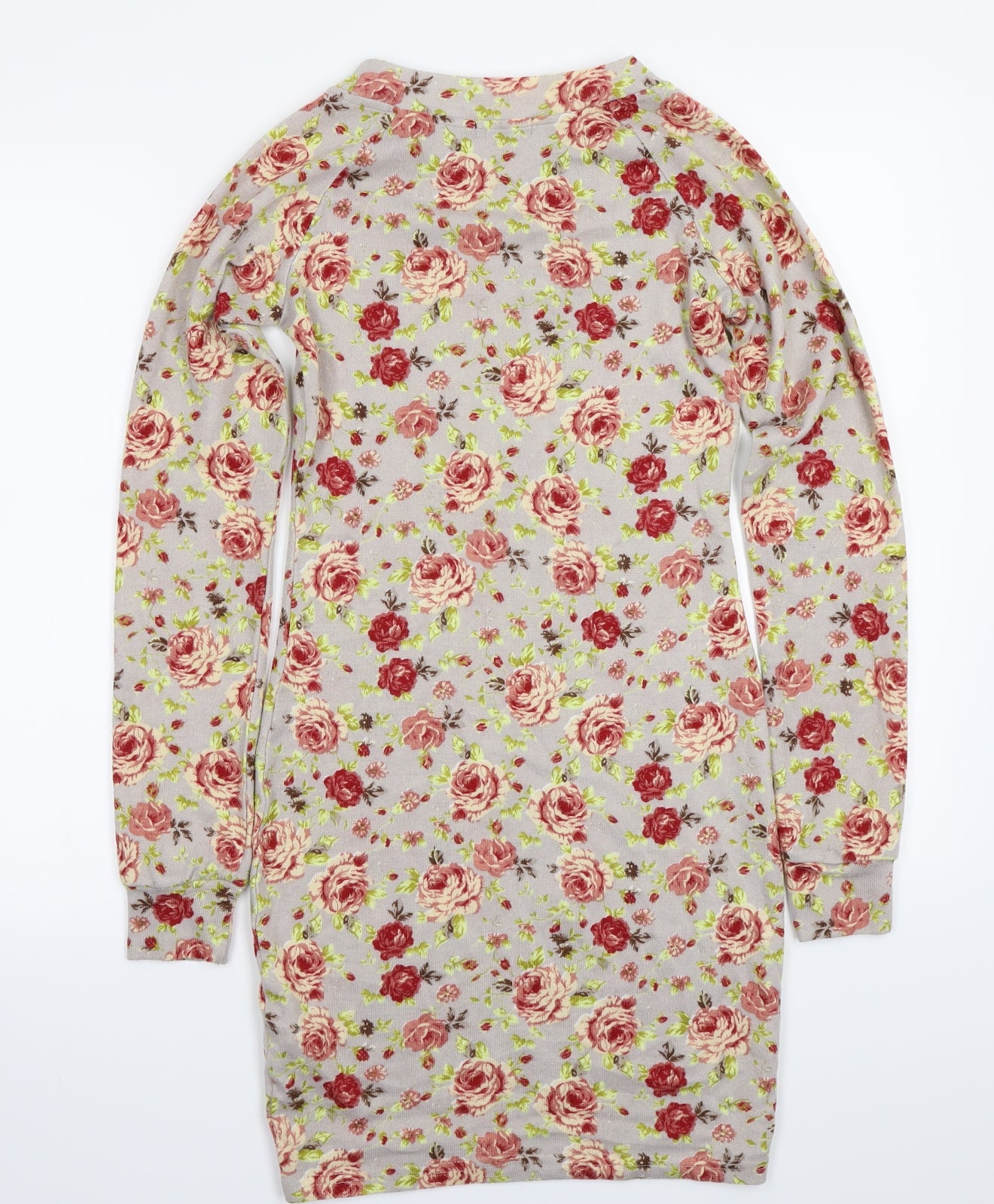 Boohoo Womens Grey Floral Rayon A-Line  Size 8