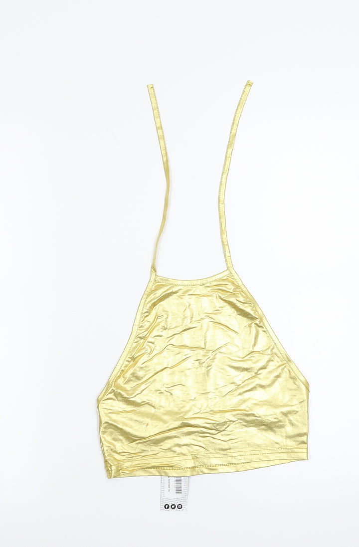 Boohoo Womens Gold Cropped Tank Size 8