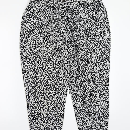Cortefiel Womens White Animal Print  Trousers  Size 14 L26 in