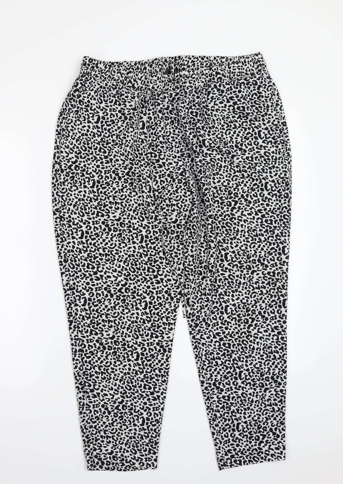 Cortefiel Womens White Animal Print  Trousers  Size 14 L26 in