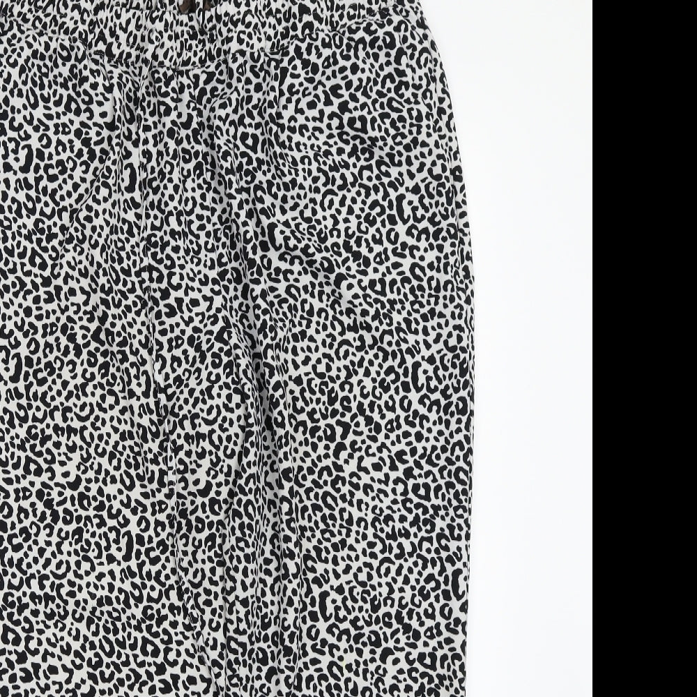 Cortefiel Womens White Animal Print  Trousers  Size 14 L26 in