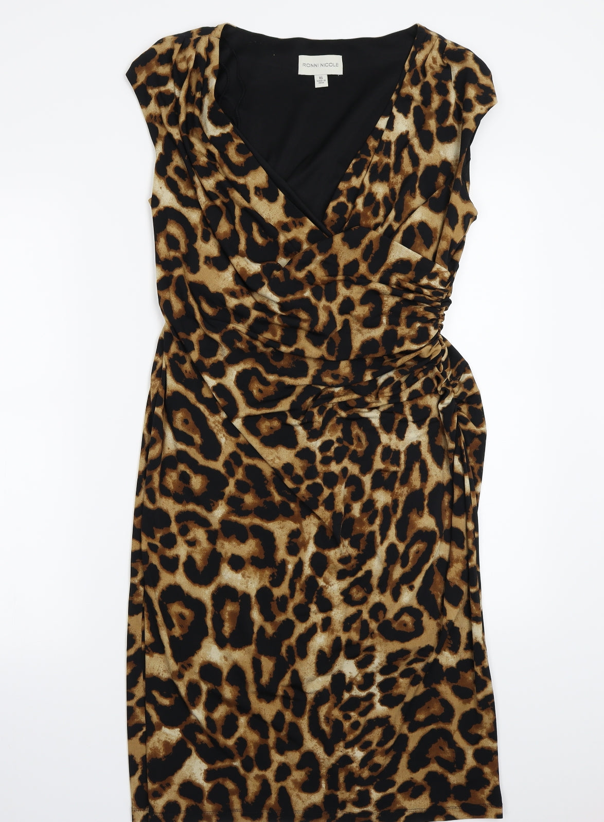 Ronni Nicole Womens Blue Animal Print  A-Line  Size 14