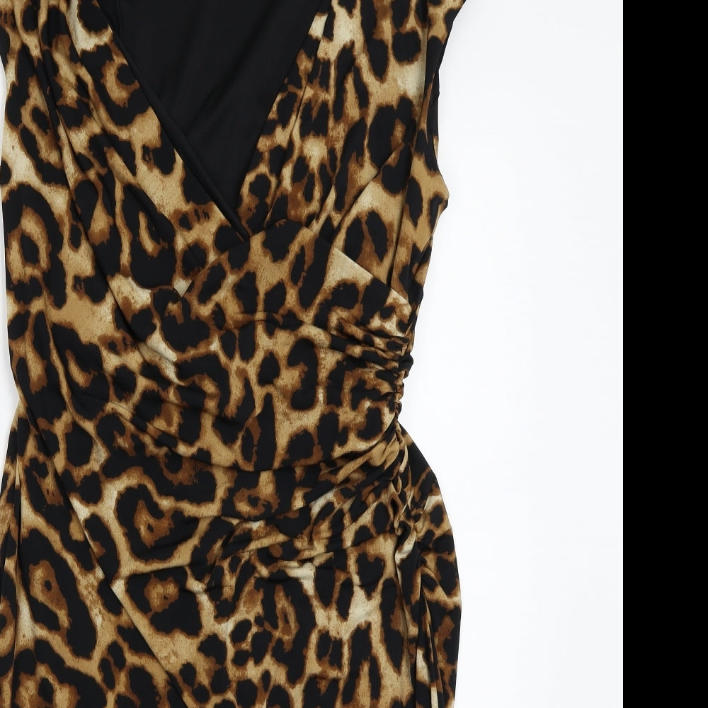 Ronni Nicole Womens Blue Animal Print  A-Line  Size 14
