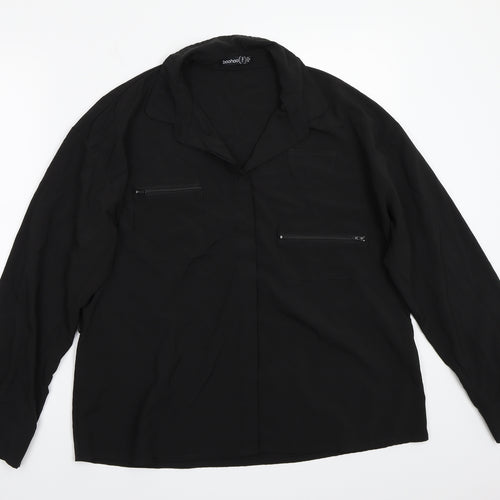 Boohoo Womens Black   Basic Button-Up Size 14