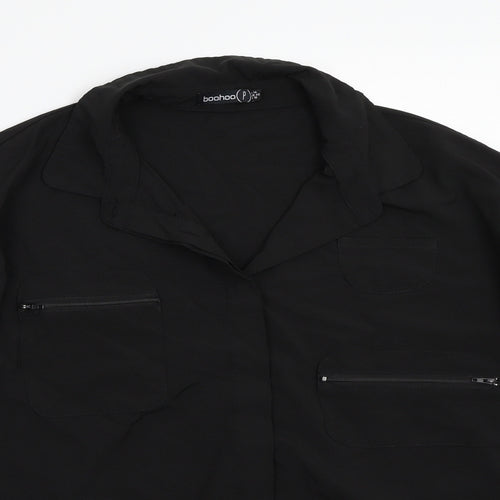 Boohoo Womens Black   Basic Button-Up Size 14