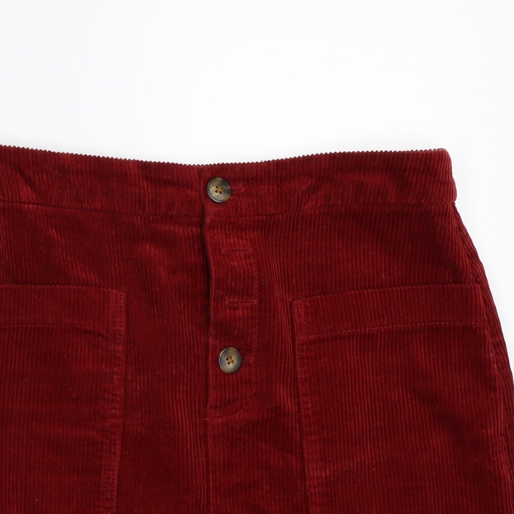 F&F Womens Red  Rayon A-Line Skirt Size 10