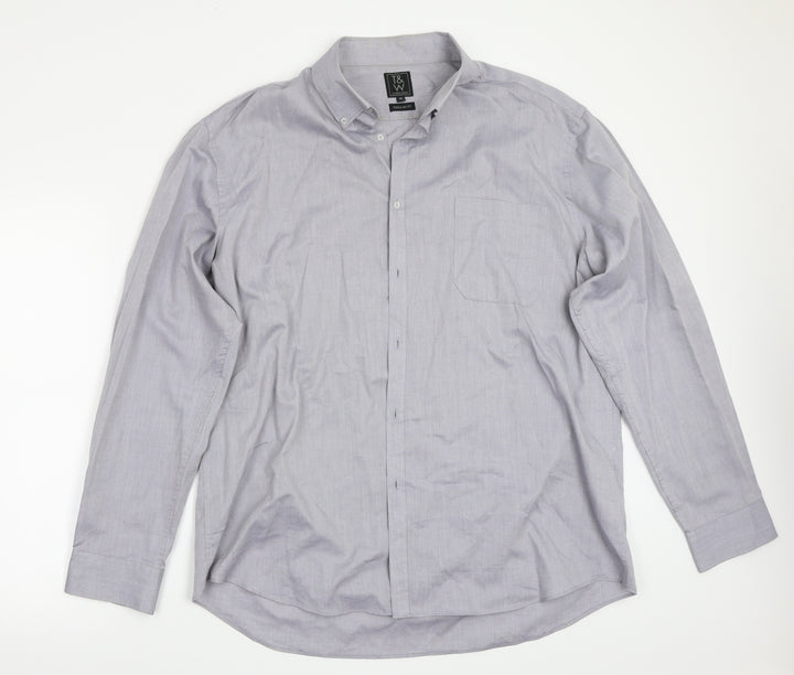 T&W Mens Grey Button-Up Size 18