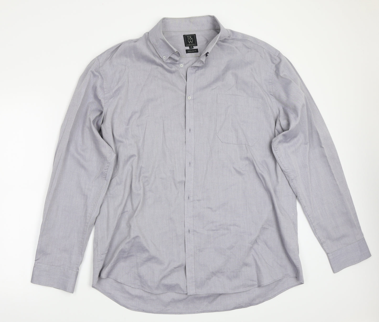 T&W Mens Grey    Button-Up Size 18