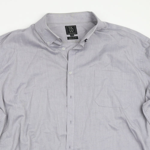T&W Mens Grey    Button-Up Size 18