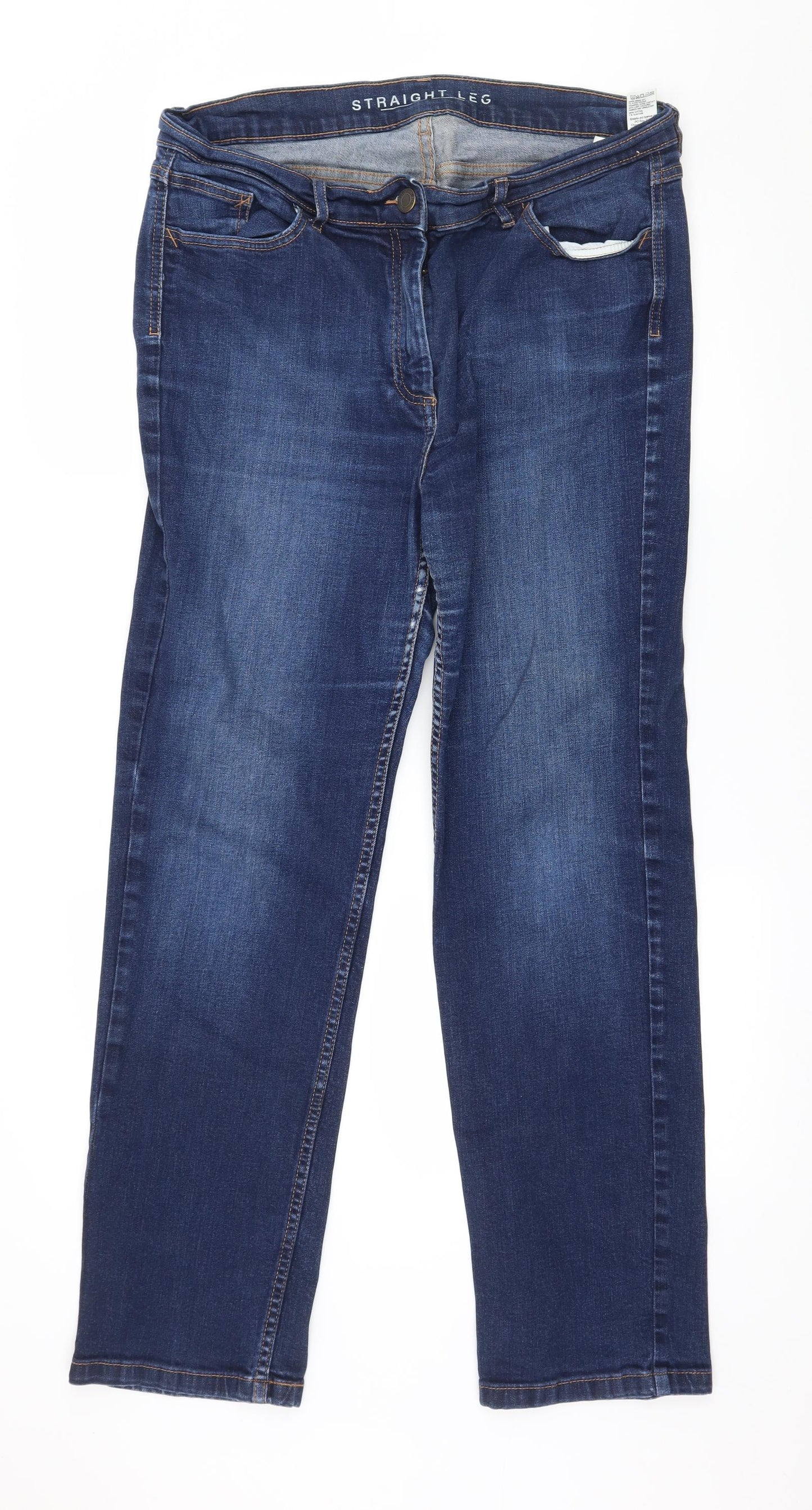 Marks and Spencer Womens Blue  Denim Straight Jeans Size 16 L30 in