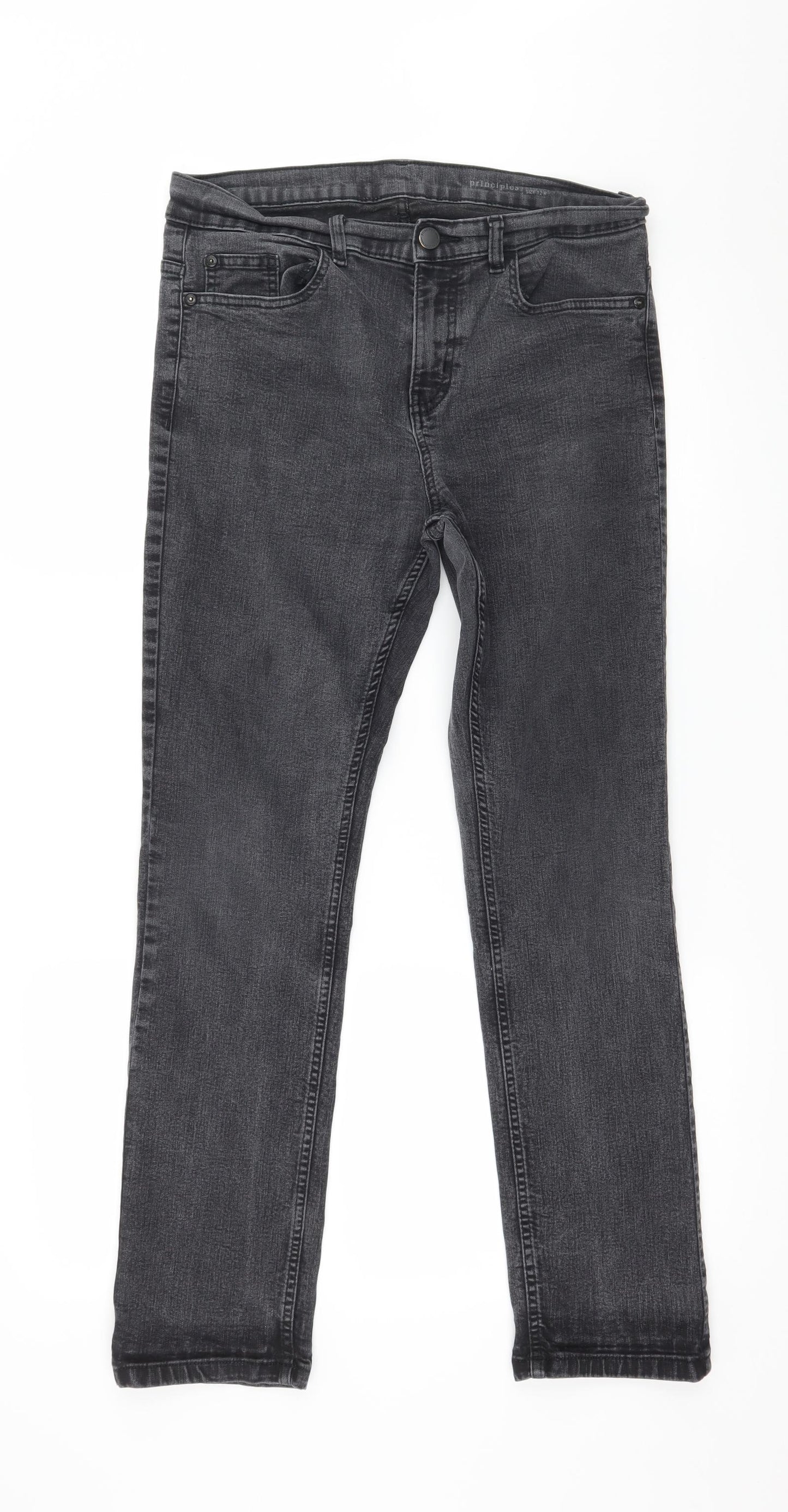 Principles Womens Grey  Denim Straight Jeans Size 12 L28 in