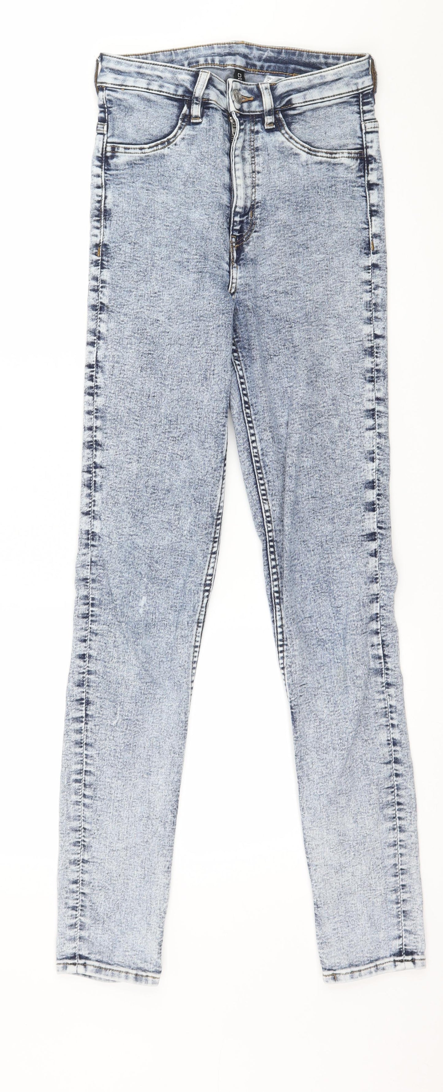 H&M Womens Blue  Denim Skinny Jeans Size 8 L29 in - Acid Wash