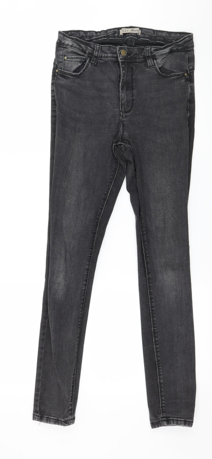 Denim & Co. Womens Grey Denim Skinny Jeans Size 12 L27 in