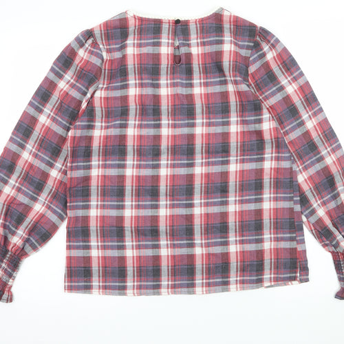 New Look Womens Pink Plaid  Basic Blouse Size 10