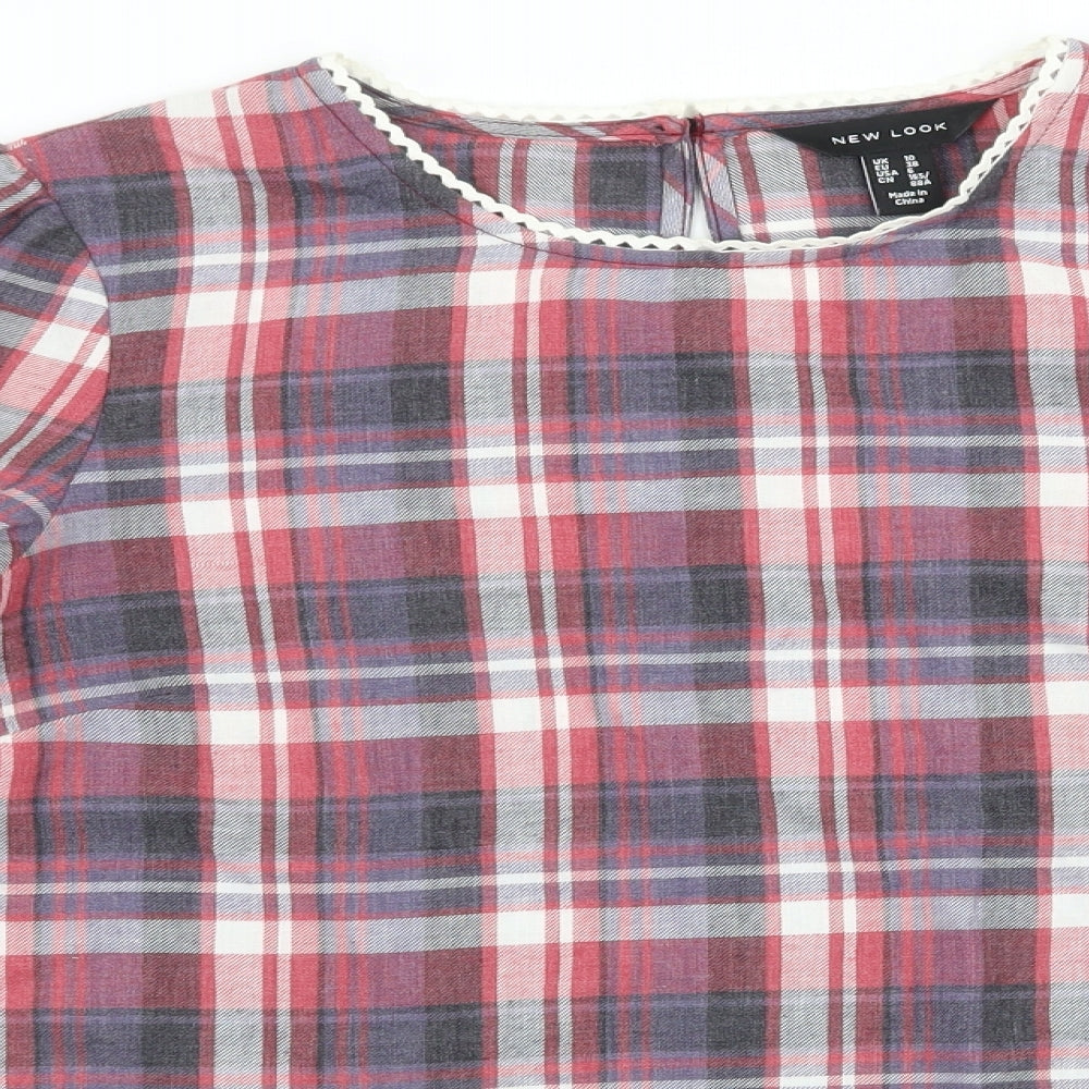 New Look Womens Pink Plaid  Basic Blouse Size 10