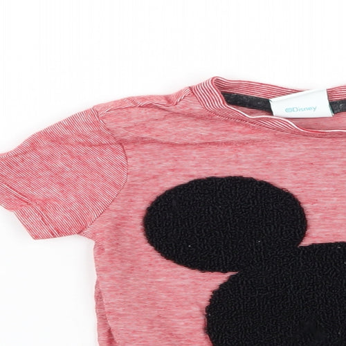 Disney Boys Red Striped Jersey Basic T-Shirt Size 12-18 Months