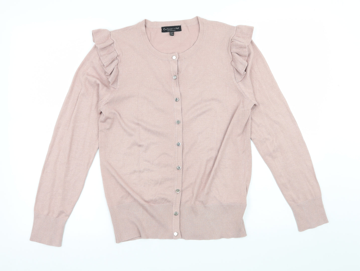 F&F Womens Pink  Knit Cardigan Jumper Size 10