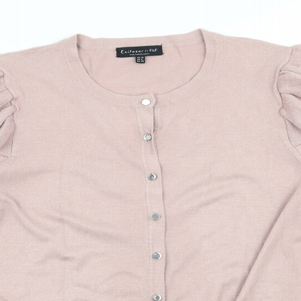 F&F Womens Pink  Knit Cardigan Jumper Size 10