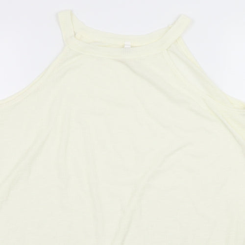 Poof! Womens Ivory  Jersey Basic Tank Size S  - Crochet Trim