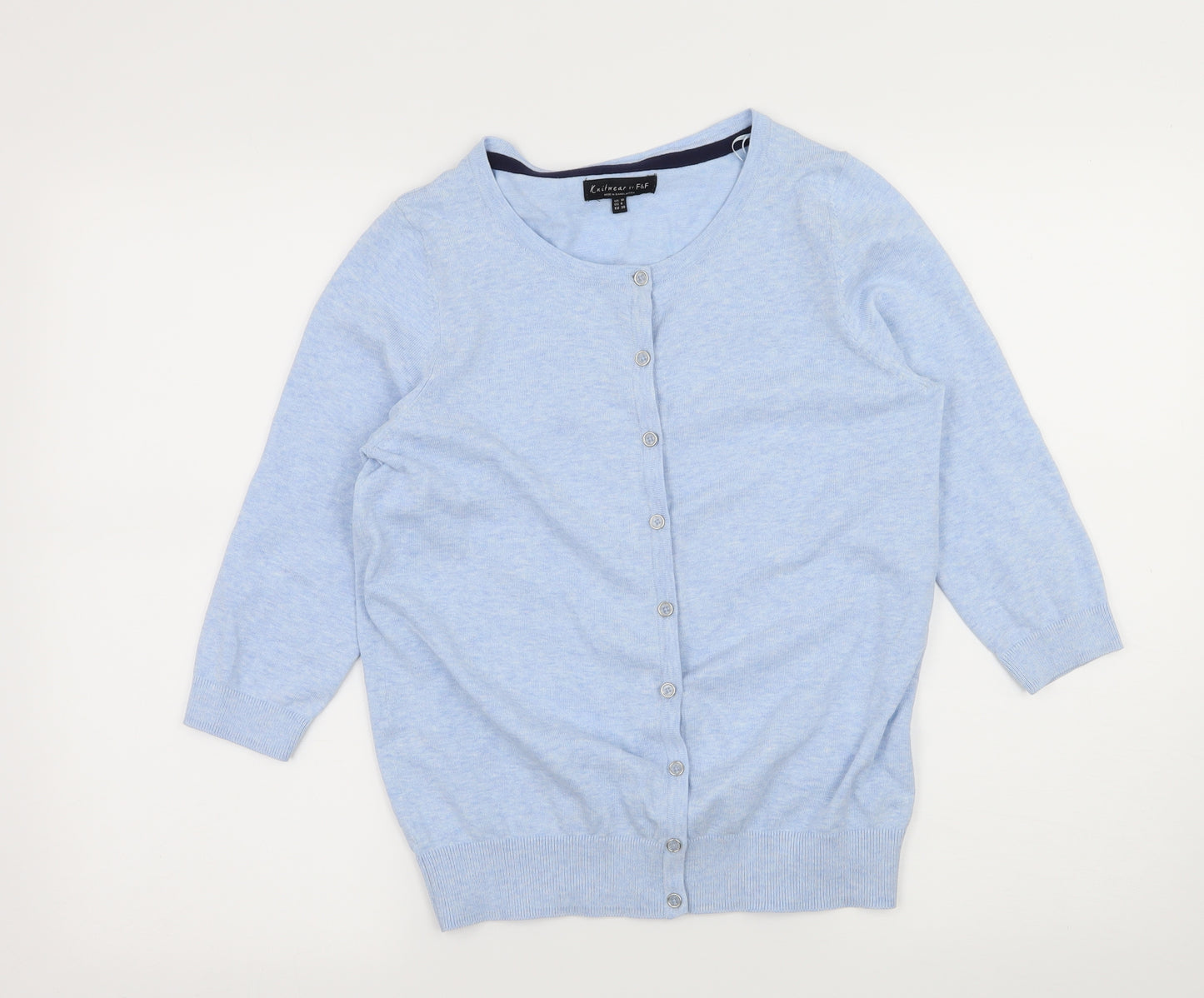 F&F Womens Blue  Knit Cardigan Jumper Size 10