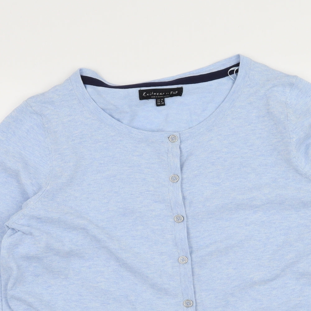 F&F Womens Blue  Knit Cardigan Jumper Size 10