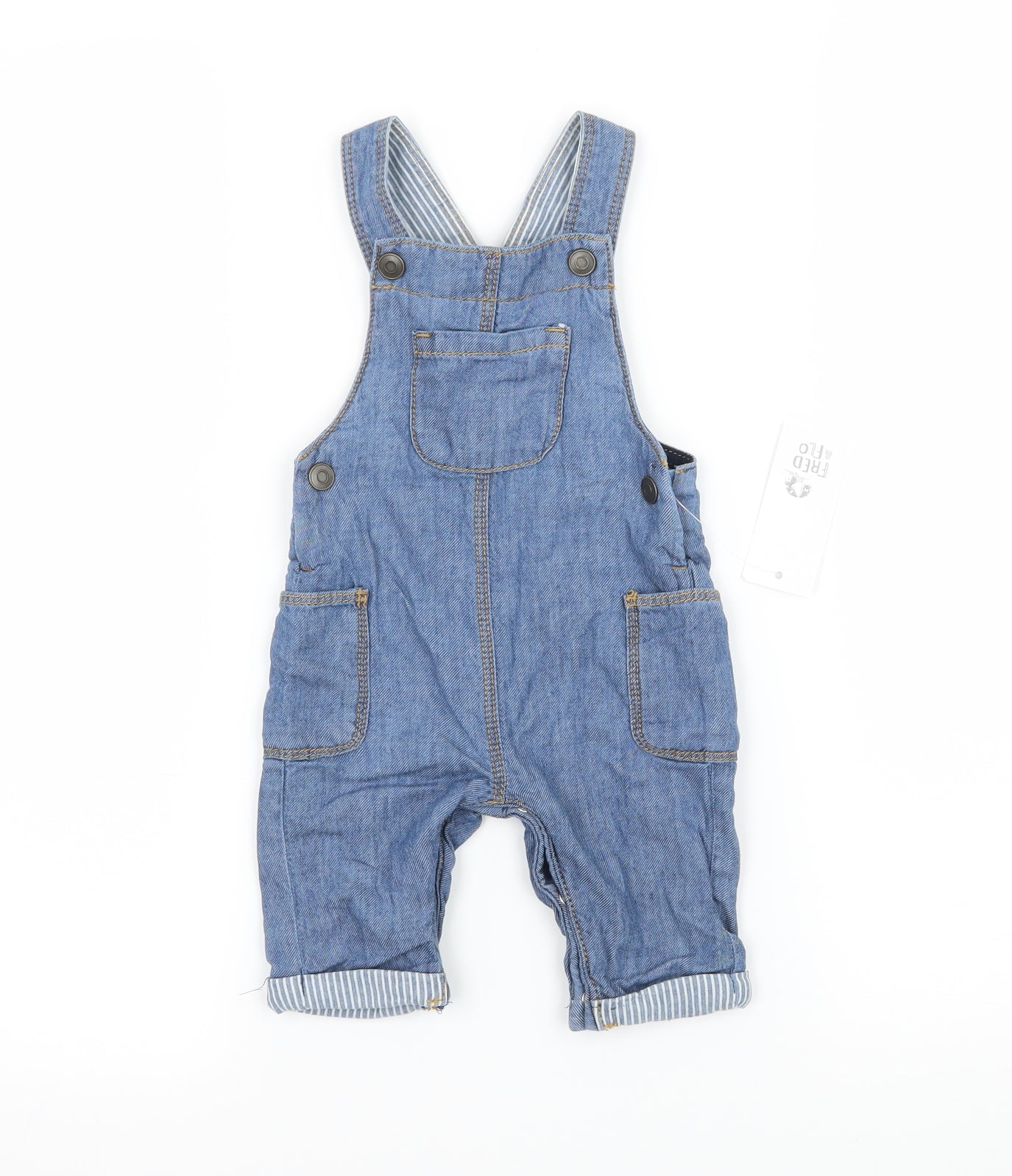 FRED & FLO Boys Blue  Denim Dungaree Outfit/Set Size 0-3 Months