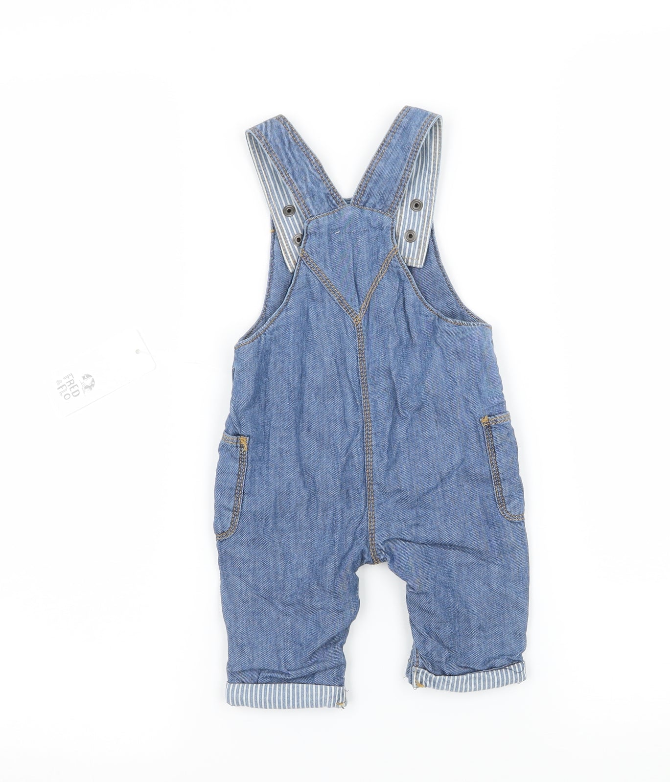 FRED & FLO Boys Blue  Denim Dungaree Outfit/Set Size 0-3 Months