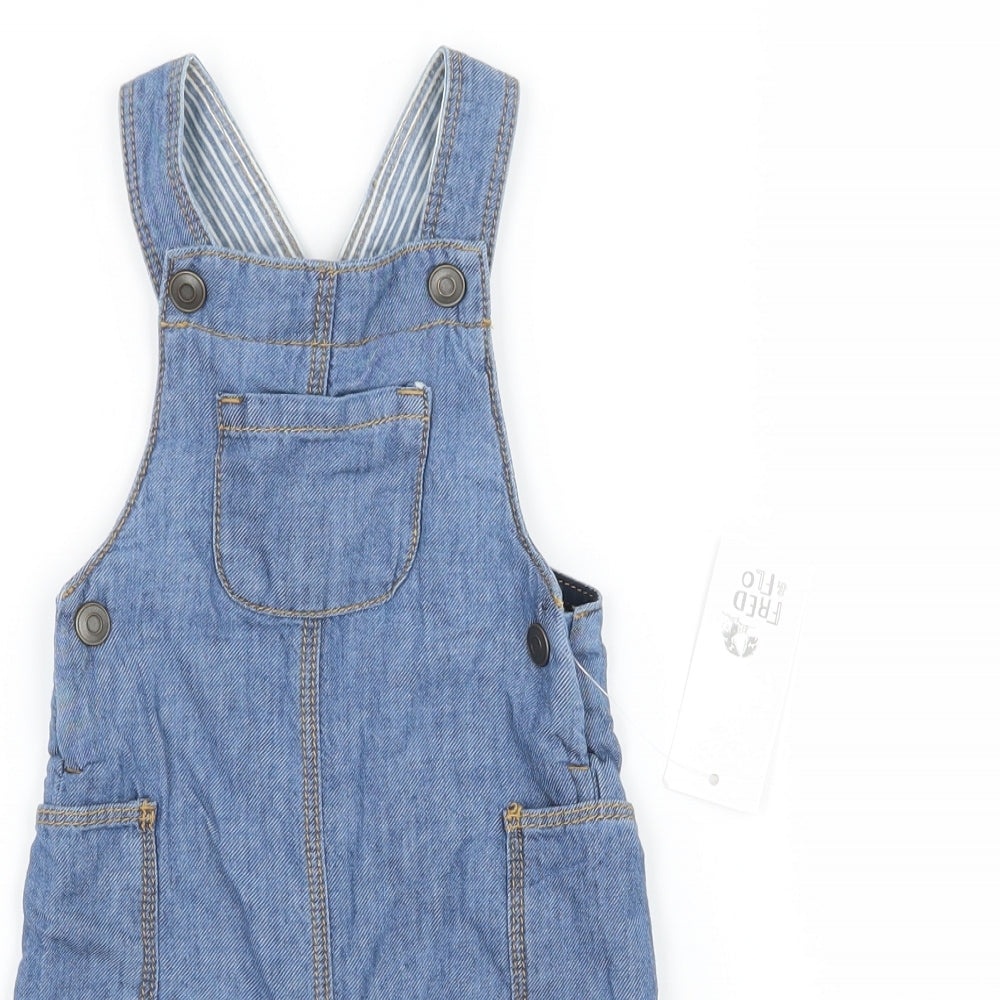 FRED & FLO Boys Blue  Denim Dungaree Outfit/Set Size 0-3 Months