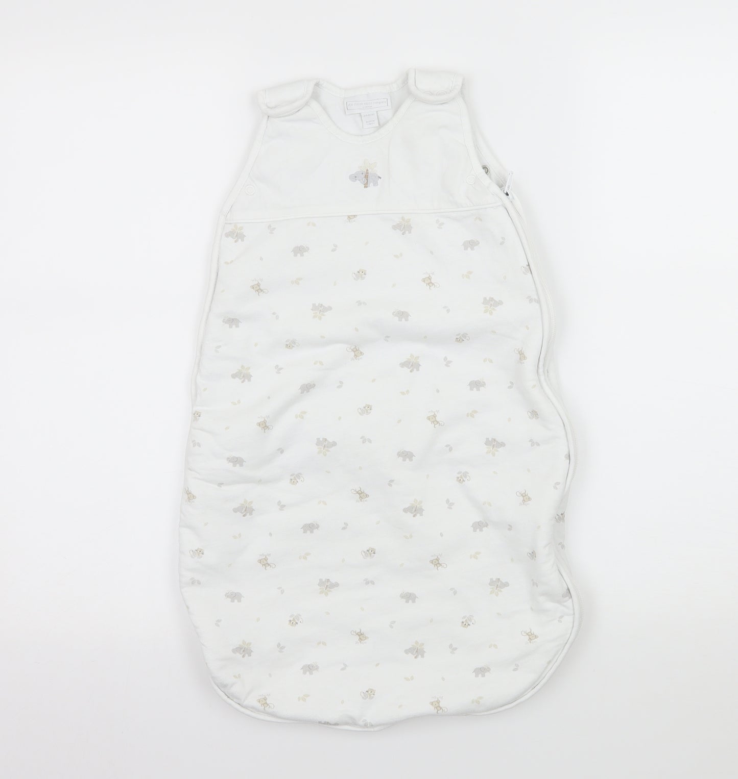 The Little White Company Baby White Geometric Jersey Bodysuit Outfit/Set Size 0-3 Months  - Elephant Print
