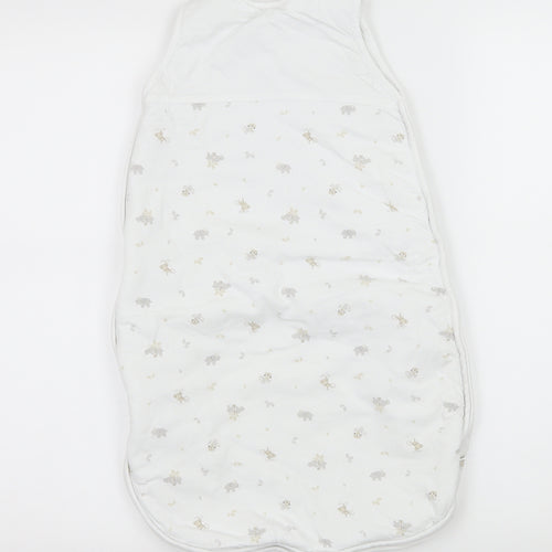 The Little White Company Baby White Geometric Jersey Bodysuit Outfit/Set Size 0-3 Months  - Elephant Print