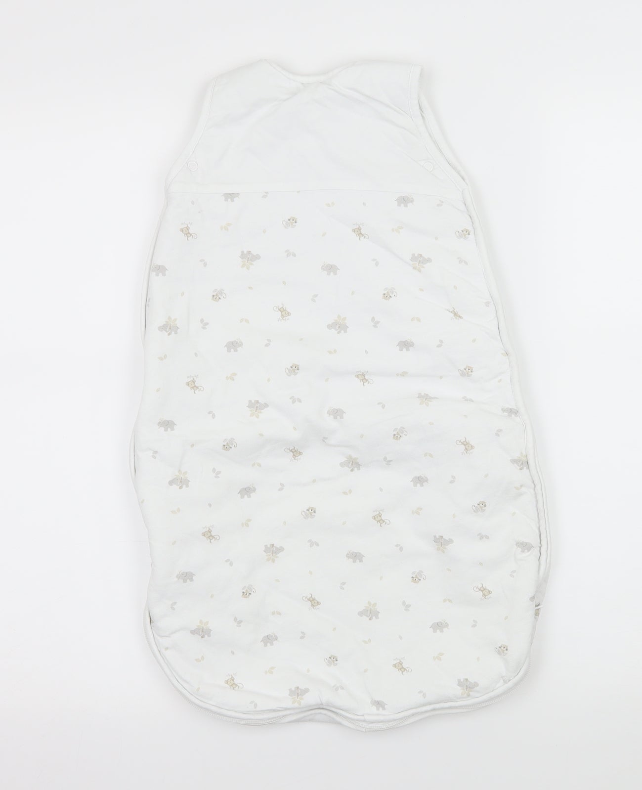 The Little White Company Baby White Geometric Jersey Bodysuit Outfit/Set Size 0-3 Months  - Elephant Print