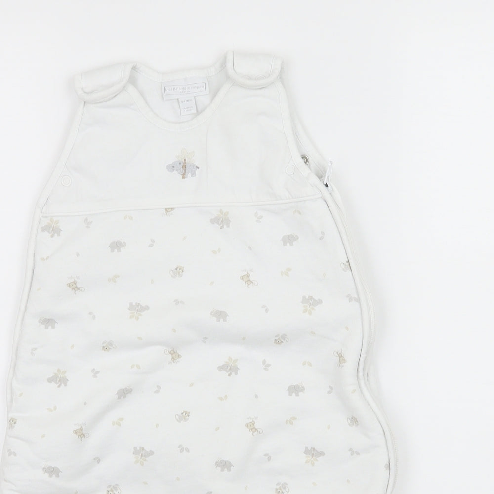 The Little White Company Baby White Geometric Jersey Bodysuit Outfit/Set Size 0-3 Months  - Elephant Print