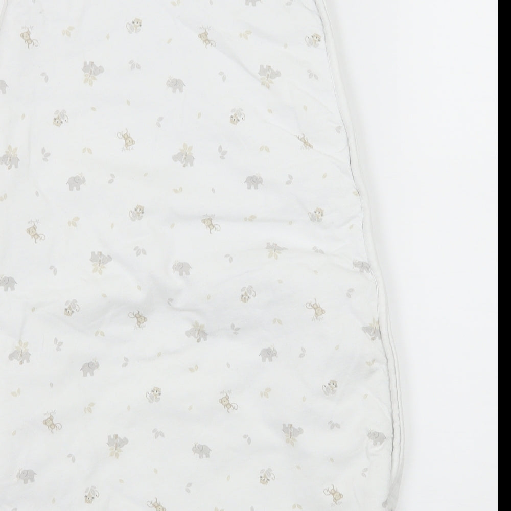 The Little White Company Baby White Geometric Jersey Bodysuit Outfit/Set Size 0-3 Months  - Elephant Print