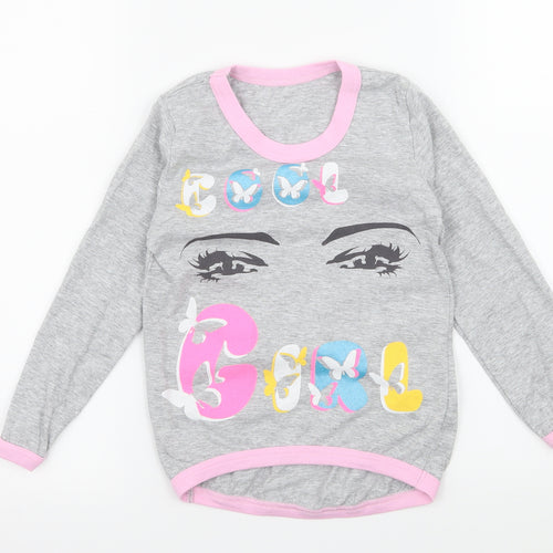 Rabbi Girls Grey Geometric Jersey Top Pyjama Top Size 6 Years  - Cool Girl