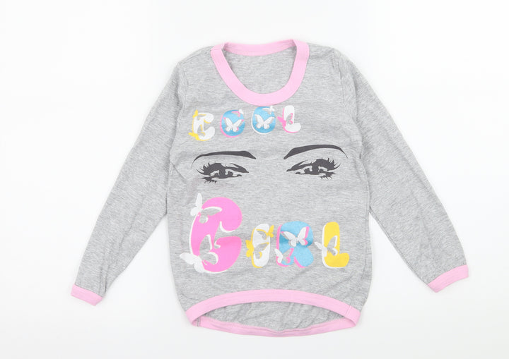 Rabbi Girls Grey Geometric Jersey Top Pyjama Top Size 6 Years - Cool Girl