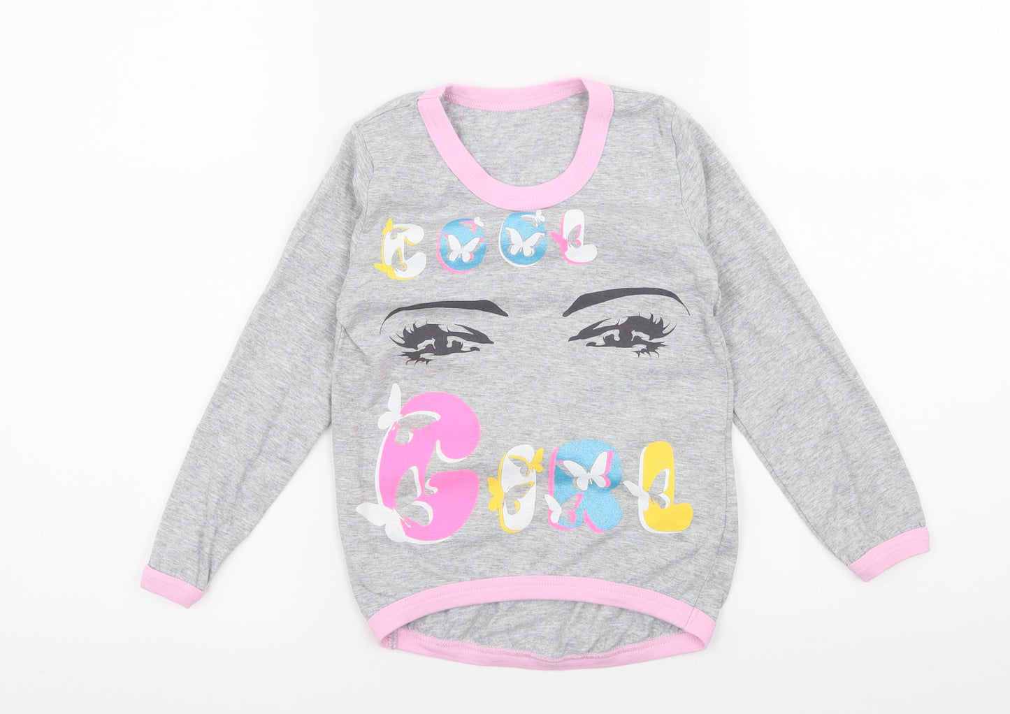 Rabbi Girls Grey Geometric Jersey Top Pyjama Top Size 6 Years  - Cool Girl