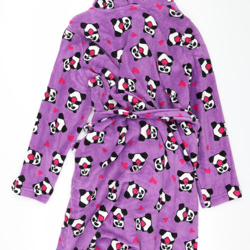 Preworn Womens Black Geometric Microfibre Babydoll Robe Size M  - Pandas