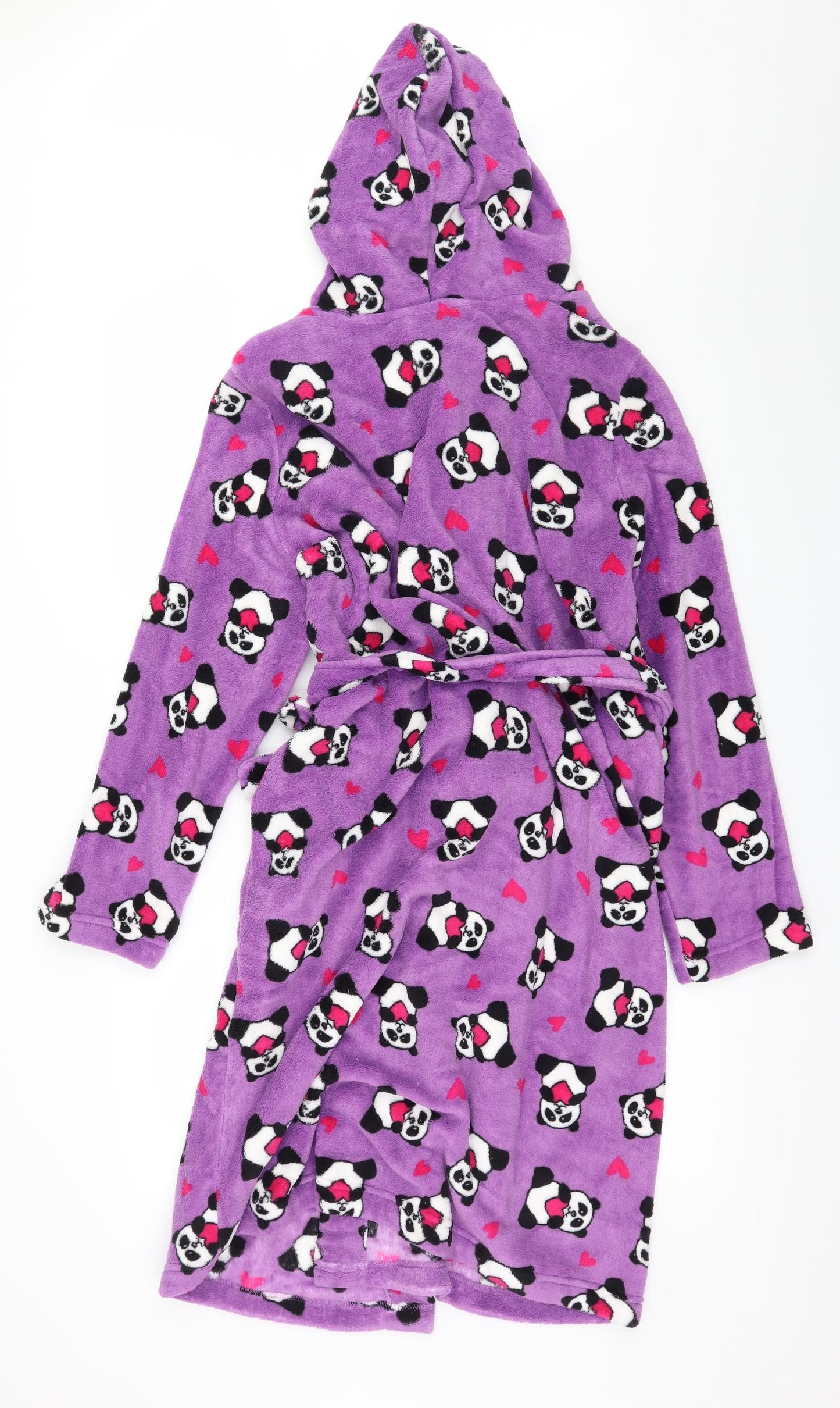 Preworn Womens Black Geometric Microfibre Babydoll Robe Size M  - Pandas