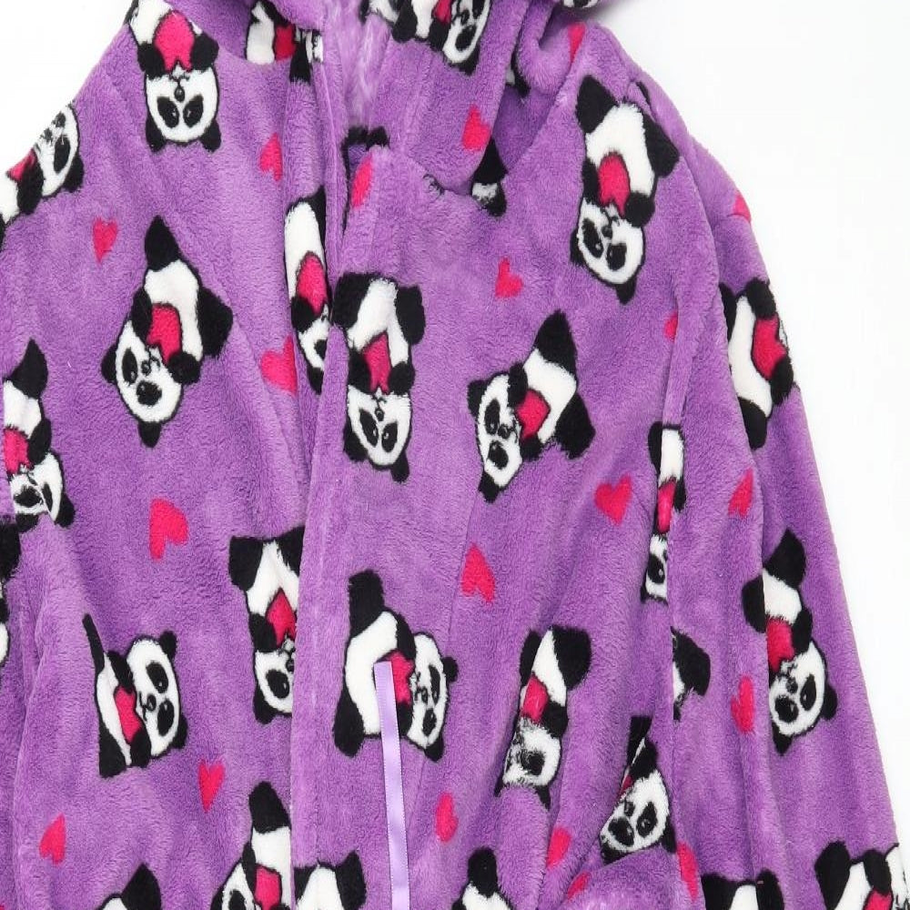 Preworn Womens Black Geometric Microfibre Babydoll Robe Size M  - Pandas