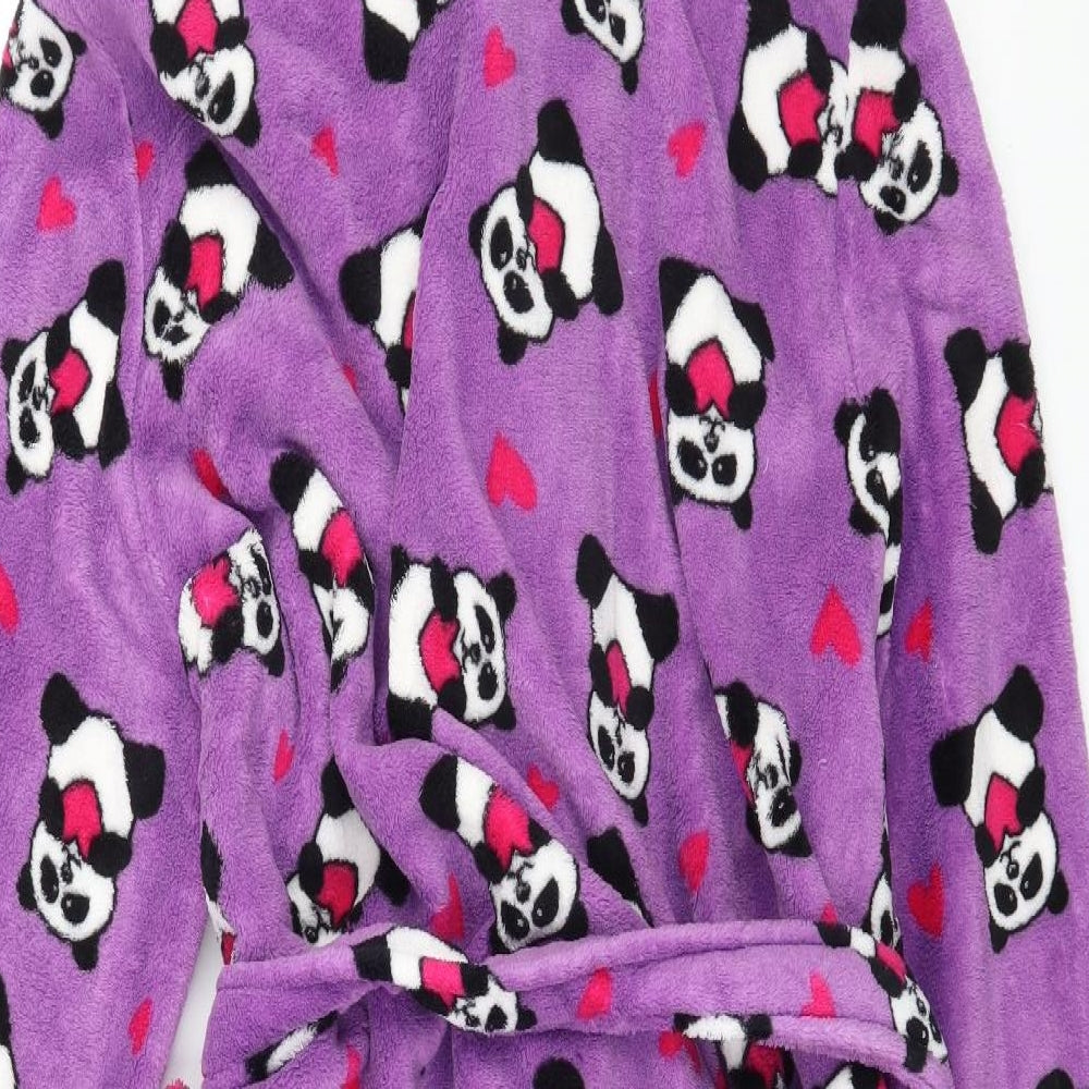 Preworn Womens Black Geometric Microfibre Babydoll Robe Size M  - Pandas