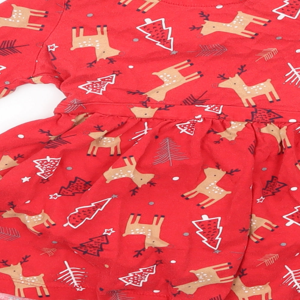 George Girls Red Geometric Jersey Skater Dress  Size 18-24 Months  - Rudolph