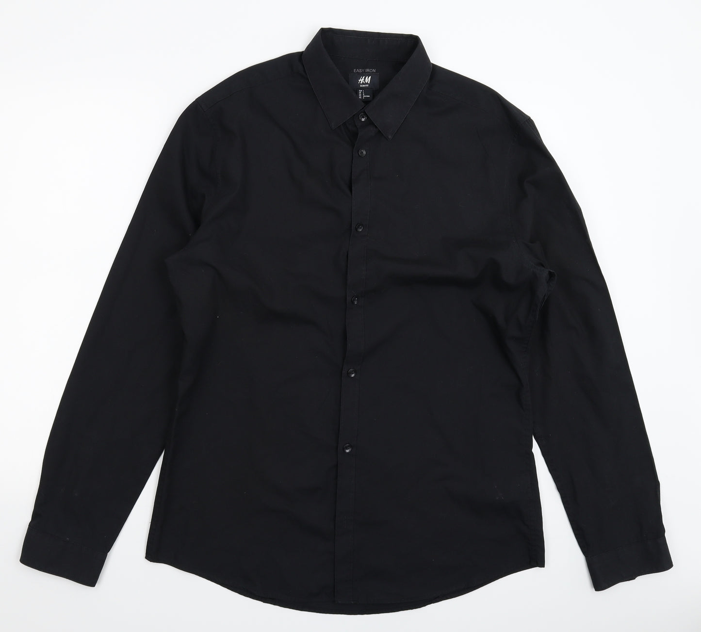 H&M Mens Black    Dress Shirt Size L