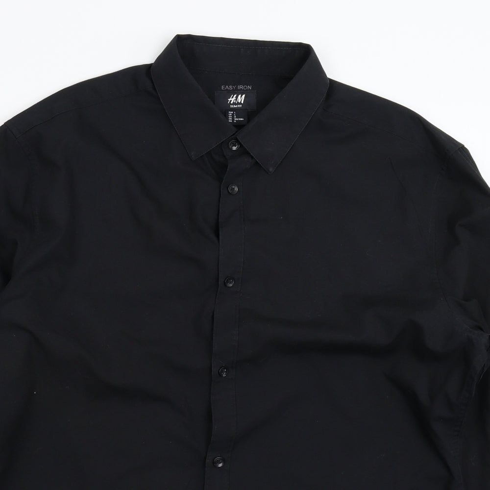 H&M Mens Black    Dress Shirt Size L