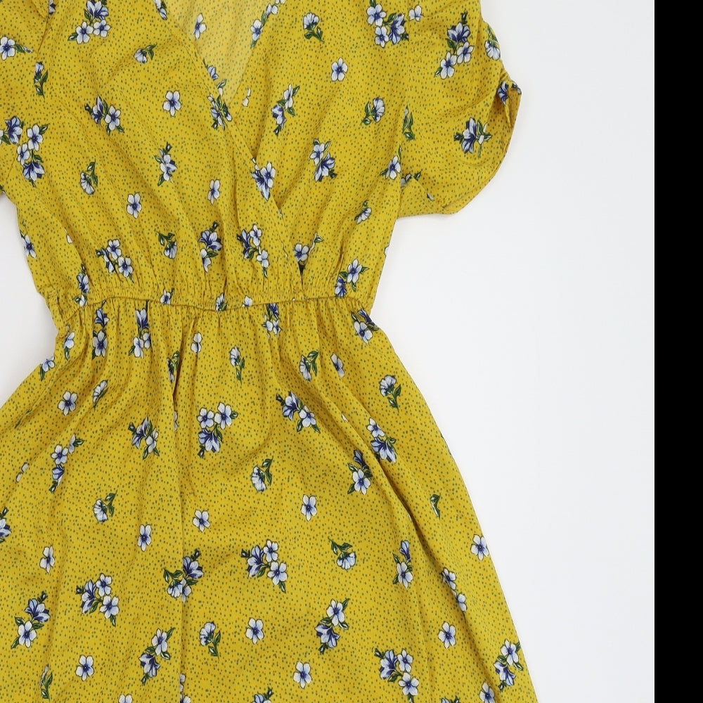 New Look Womens Yellow Floral  Fit & Flare  Size 10