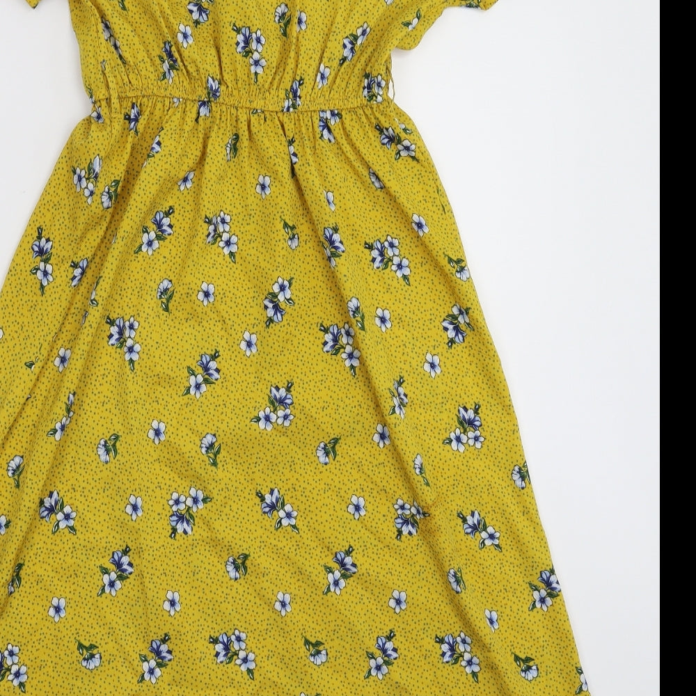 New Look Womens Yellow Floral  Fit & Flare  Size 10